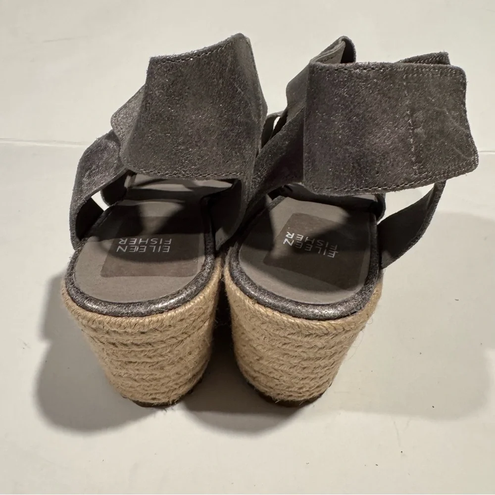 Eileen Fisher Stylish Women's Silver Wedge Sandals Size 10